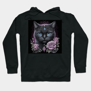 Crystal British Shorthair Black Cat Hoodie